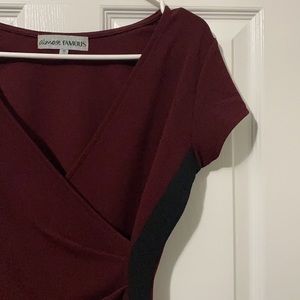 Red/black accented cocktail dress